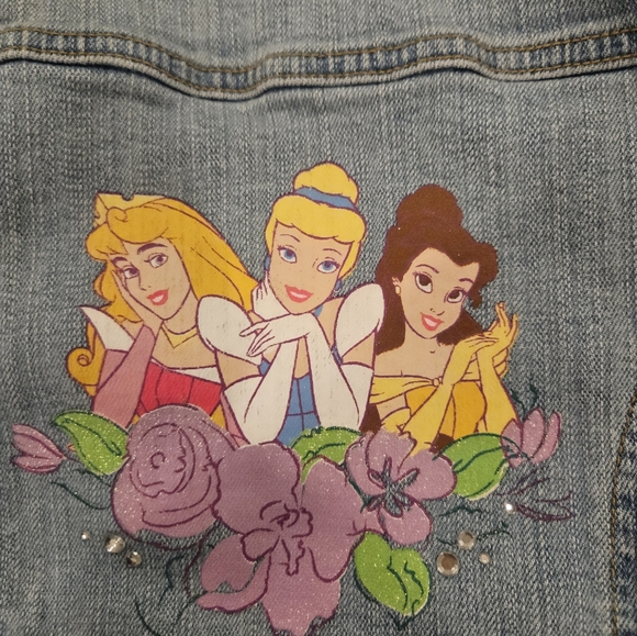 Disney Kids Denim Jacket with Floral Embroidery Large 10/12 - Picture 5 of 6
